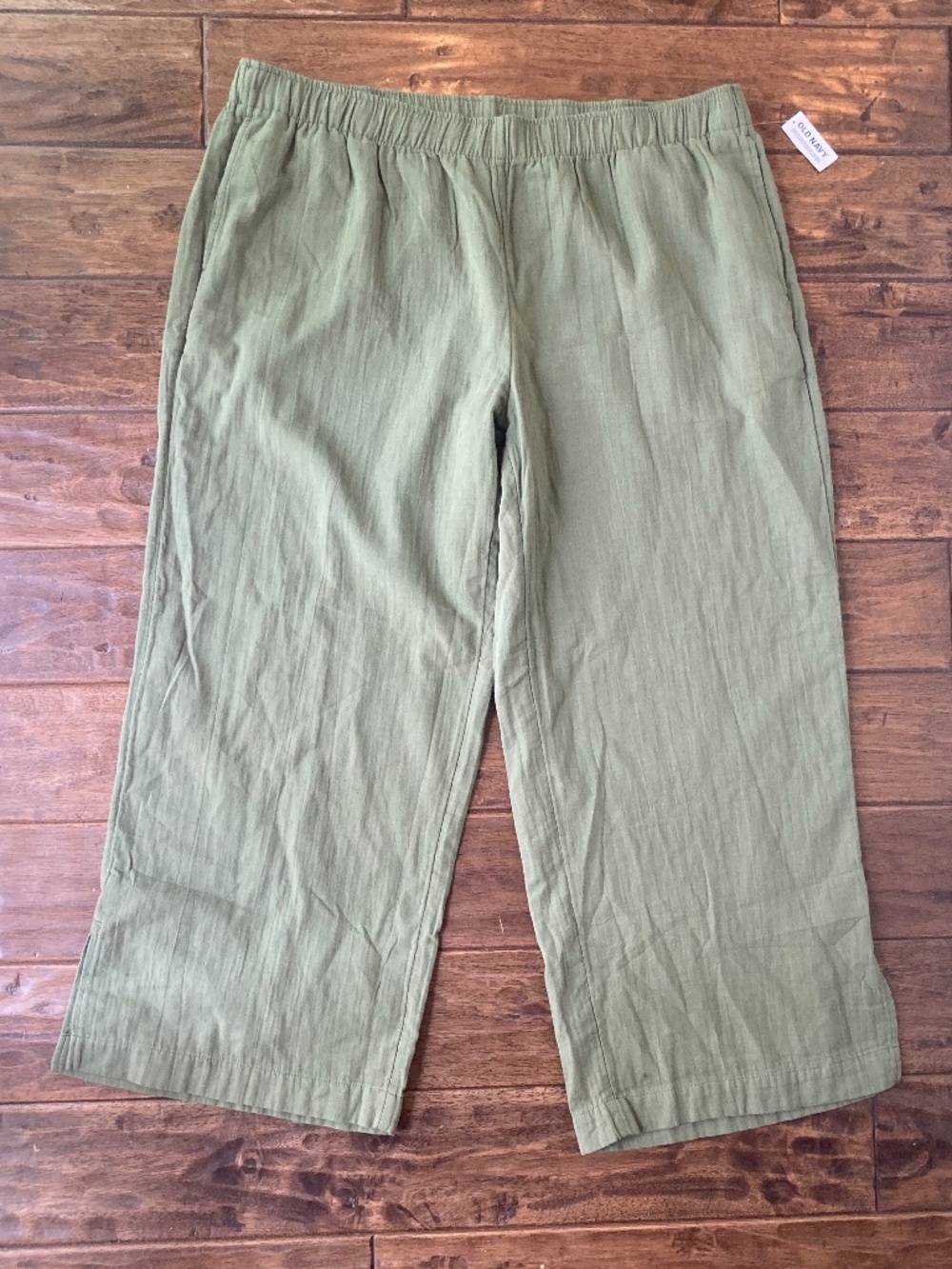 Old Navy Pants Womens 2X High Rise Wide Leg Green Gauze Cotton Pull On Coastal